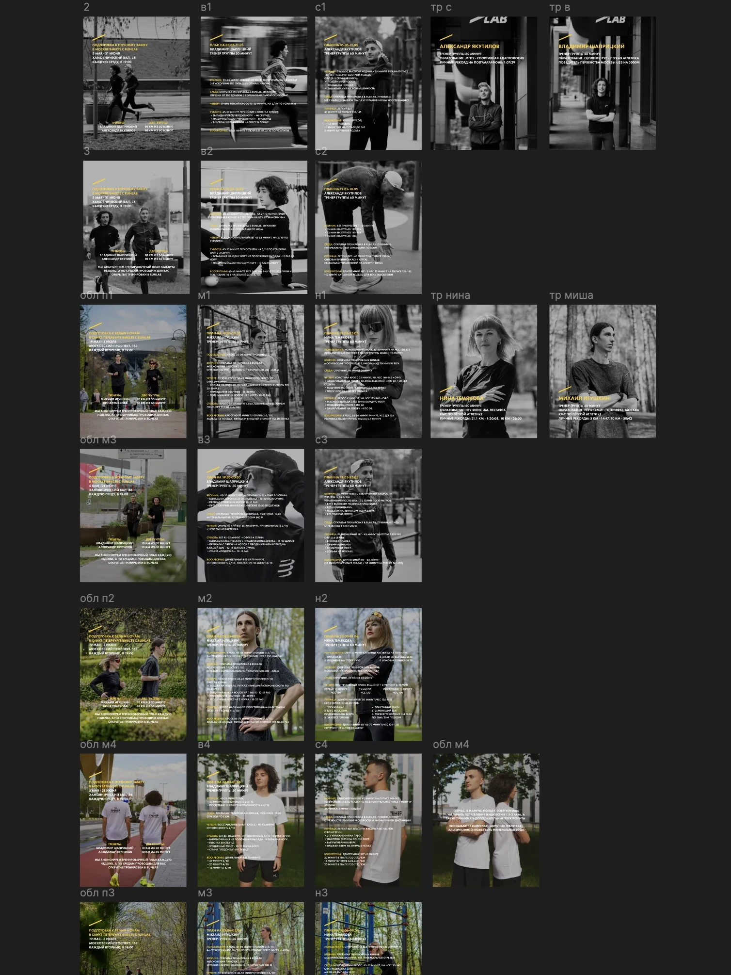 Layouts for Moscow and St. Petersburg groups